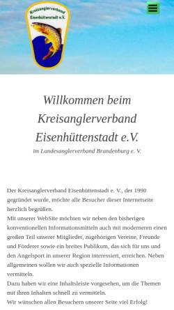Vorschau der mobilen Webseite www.kav-eisenhuettenstadt.de, Kreisanglerverband Eisenhüttenstadt e.V.