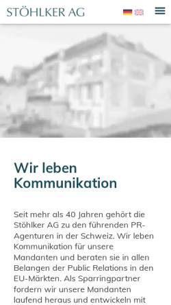 Vorschau der mobilen Webseite www.stoehlker.ch, Klaus J. Stöhlker AG