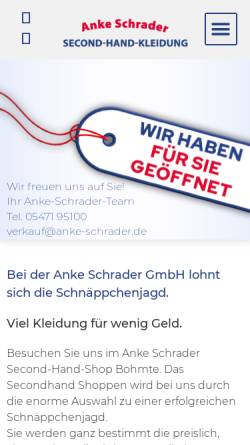 Vorschau der mobilen Webseite www.anke-schrader.de, Anke Schrader GmbH