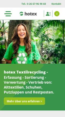 Vorschau der mobilen Webseite hotex-recycling.de, Hotex Putzlappen Großhändler