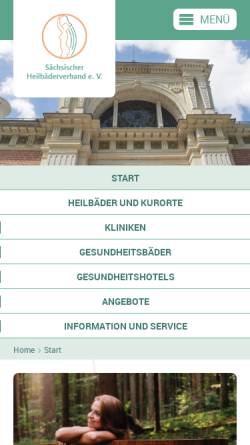 Vorschau der mobilen Webseite www.kursachsen.de, Sächsischer Heilbäderverband e.V.