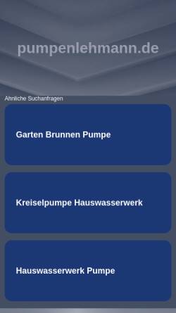 Vorschau der mobilen Webseite www.pumpenlehmann.de, Pumpen Lehmann Service GmbH