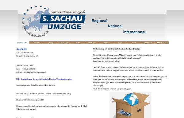 Vorschau von www.sachau-umzuege.de, Sachau Umzüge, Inhaber Sebastian Sachau
