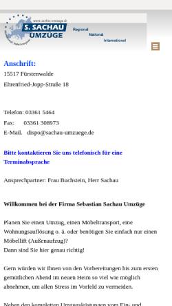 Vorschau der mobilen Webseite www.sachau-umzuege.de, Sachau Umzüge, Inhaber Sebastian Sachau