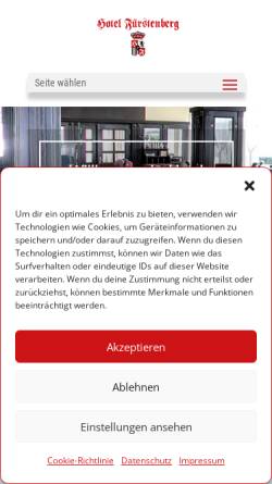 Vorschau der mobilen Webseite www.hotel-fuerstenberg-oder.de, Hotel Fürstenberg
