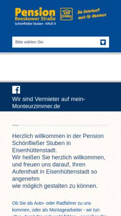 Vorschau der mobilen Webseite www.schoenfliesser-stuben.de, Landgasthof „Schönfließer Stuben”