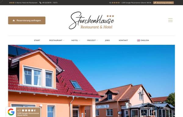 Vorschau von storchenklause.de, Restaurant und Pension 