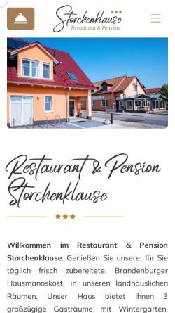 Vorschau der mobilen Webseite storchenklause.de, Restaurant und Pension 