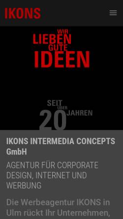 Vorschau der mobilen Webseite www.ikons.de, IKONS Intermedia Concepts GmbH