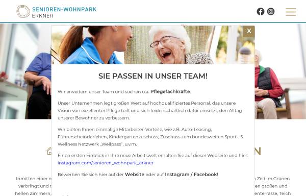 Vorschau von www.senioren-wohnpark-erkner.de, Pflegeheim Senioren-Wohnpark Erkner GmbH