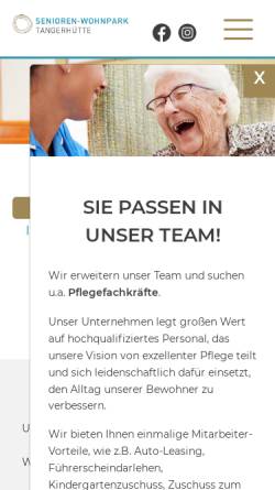 Vorschau der mobilen Webseite www.senioren-wohnpark-tangerhuette.de, Senioren-Wohnpark Tangerhuette GmbH