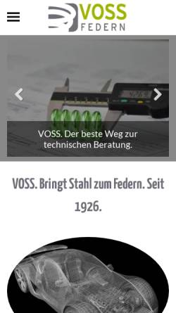 Vorschau der mobilen Webseite www.voss-federn.de, Voss Federn GmbH & Co. KG