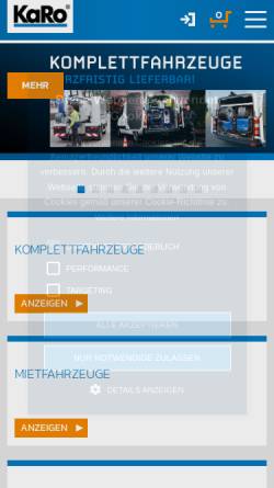 Vorschau der mobilen Webseite www.karotechnik.de, KaRo Kanal- und Rohrreinigungsmaschinen GmbH