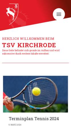 Vorschau der mobilen Webseite www.tsv-kirchrode.de, TSV Kirchrode von 1922 e.V.