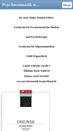 Vorschau der mobilen Webseite psychosomatik-bergischland.de, Psychosomatik-Bergischland Dr.med. Maike Monhof