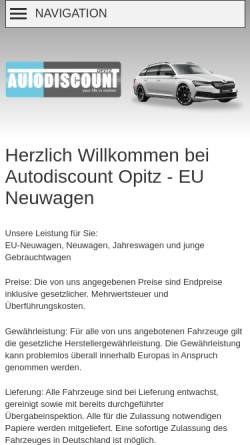 Vorschau der mobilen Webseite www.autodiscount-opitz.de, Autodiscount Opitz, Inhaber Steffen Opitz