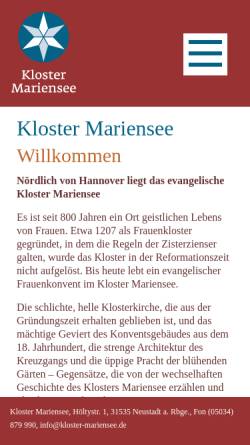 Vorschau der mobilen Webseite www.kloster-mariensee.de, Kloster Mariensee
