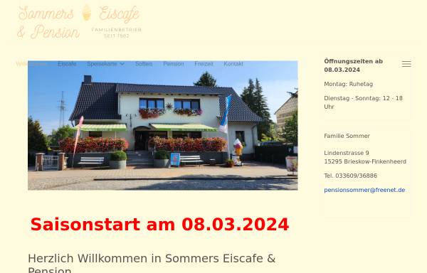 Vorschau von www.sommerseiscafe.de, Sommers Eiscafé und Pension