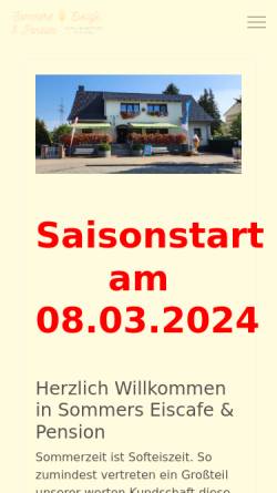 Vorschau der mobilen Webseite www.sommerseiscafe.de, Sommers Eiscafé und Pension