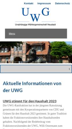 Vorschau der mobilen Webseite www.uwg-neustadt.com, UWG Neustadt a. Rbge. e.V.