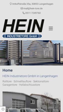 Vorschau der mobilen Webseite www.hein-tore.de, Hein Industrietore GmbH