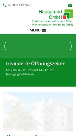 Vorschau der mobilen Webseite www.hausgrund-muenchen.de, Ihre Hausverwaltung in München für Wohnungseigentum und Mietimmobilien