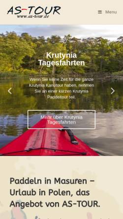 Vorschau der mobilen Webseite www.as-tour.de, Kanutouren und Paddeltouren in Masuren