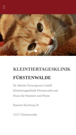 Vorschau der mobilen Webseite www.tierarztpraxis-fuerstenwalde.de, Dr. Matthias Matzke, Tiergesundheitszentrum