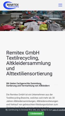 Vorschau der mobilen Webseite remitex.de, Textilrecycling Remitex GmbH