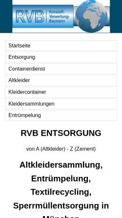 Vorschau der mobilen Webseite www.rv-baumann.de, RVB Rohstoff Verwertung Baumann