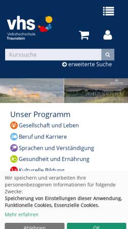 Vorschau der mobilen Webseite www.vhstraunstein.de, Volkshochschule Traunstein e. V.