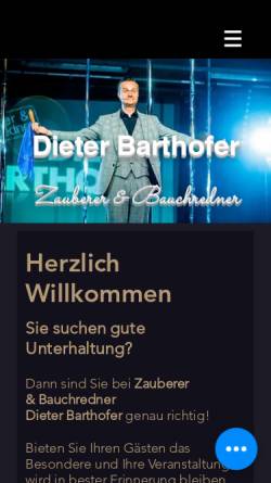 Vorschau der mobilen Webseite www.zaubershow.at, Dieter Barthofer