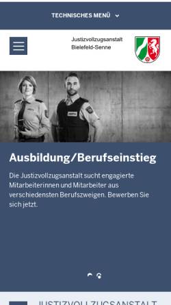 Vorschau der mobilen Webseite www.jva-bielefeld-senne.nrw.de, Justizvollzugsanstalt Bielefeld-Senne