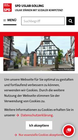 Vorschau der mobilen Webseite spd-uslar.de, SPD-Stadtverband Uslar