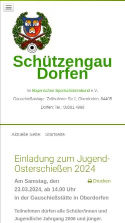 Vorschau der mobilen Webseite www.gau-dorfen.de, Schützengau Dorfen