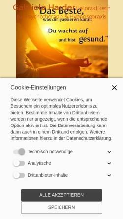 Vorschau der mobilen Webseite www.psychologische-beratung-gabriele-harder.de, Gabriele Harder - Heilpraktikerin für Psychotherapie & Hypnosepraxis