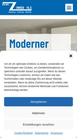 Vorschau der mobilen Webseite zimmer-hls.de, Jens Zimmer GmbH, Heizung, Lüftung und Sanitär