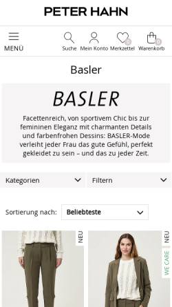 Vorschau der mobilen Webseite www.basler-fashion.de, Basler Fashion GmbH