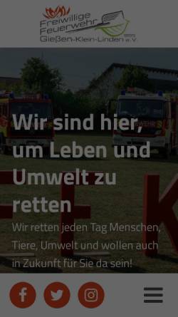Vorschau der mobilen Webseite www.ff-kleinlinden.de, Freiwillige Feuerwehr Gießen-Klein-Linden e.V.
