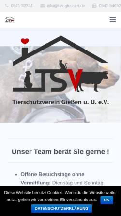 Vorschau der mobilen Webseite www.tsv-giessen.de, Tierschutzverein Gießen