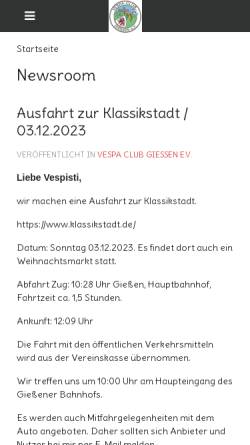 Vorschau der mobilen Webseite www.vc-giessen.de, Vespa Club Giessen