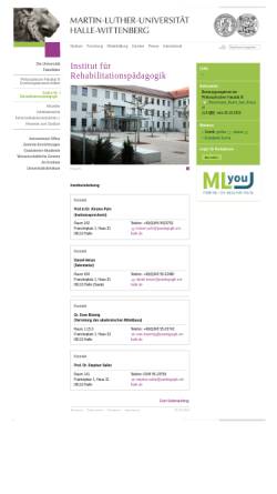 Vorschau der mobilen Webseite www.reha.uni-halle.de, Rehabilitationspädagogik, MLU Halle-Wittenberg