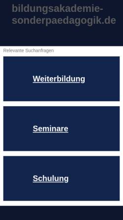 Vorschau der mobilen Webseite www.bildungsakademie-sonderpaedagogik.de, Bildungsakademie Sonderpädagogik