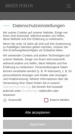 Vorschau der mobilen Webseite binzer-perlen.de, Ferienwohnungen Siller-Bauer