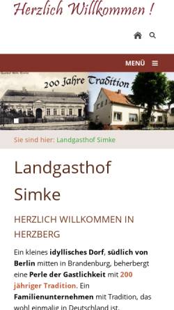 Vorschau der mobilen Webseite www.gasthof-simke.de, Gasthof Simke