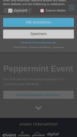 Vorschau der mobilen Webseite www.peppermint-event.de, Peppermint Event GmbH