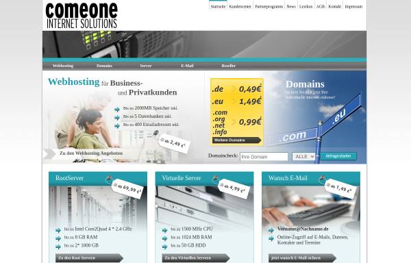 Vorschau von www.comehost.de, ComeOne Internet Solutions - Valentin Köster Einzelunternehmung