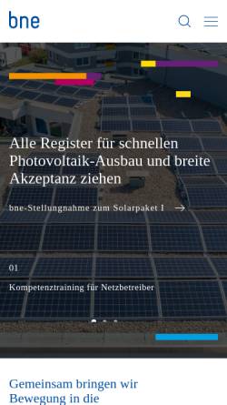 Vorschau der mobilen Webseite www.bne-online.de, BNE, Bundesverband Neuer Energieanbieter