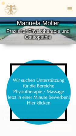 Vorschau der mobilen Webseite www.physiomm.de, Manuela Möller, Praxis für Physiotherapie und Osteopathie