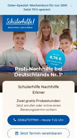Vorschau der mobilen Webseite www.schuelerhilfe.de, Schülerhilfe Erkner